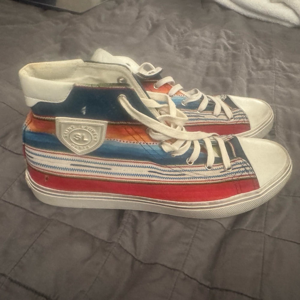 Saint Laurent Mexican Jacquard BEDFORD Hightop Sneakers size 42